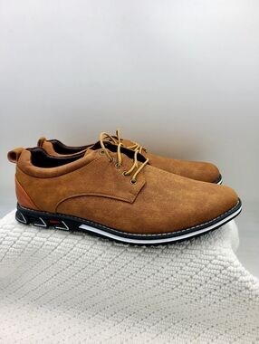 Men's Casual Tan Lace-Up Oxford Shoes